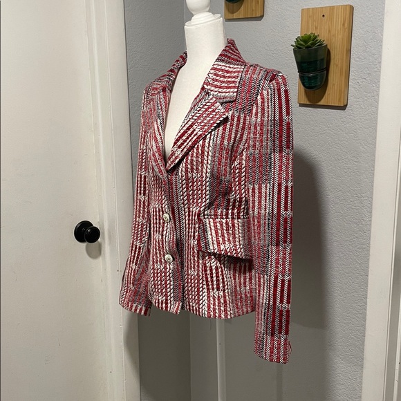 Cabi 6028 Red Patchwork Blazer Jacket Size Medium - Picture 3 of 12